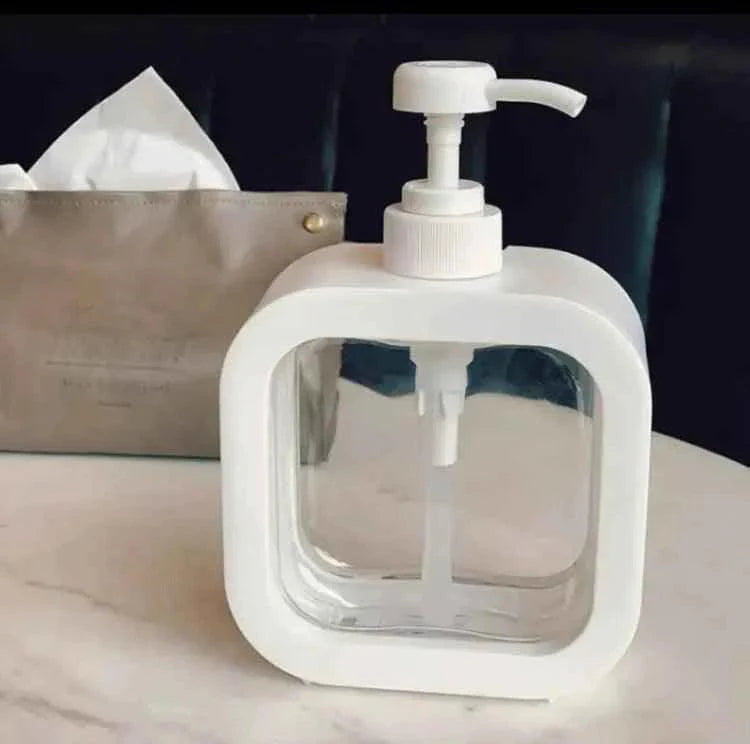 Square Soap Dispenser - Transparent Refillable Liquid Bottle with Pump for Home Use