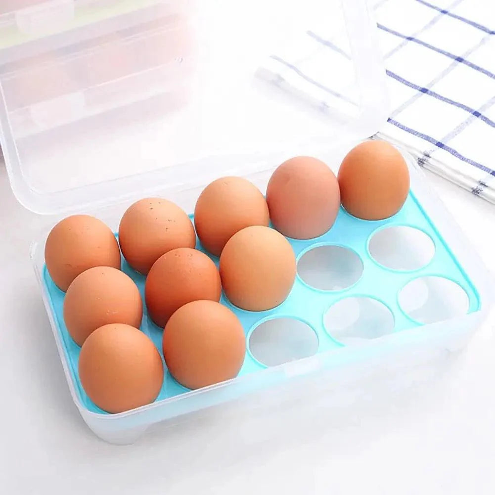 Transparent 15 Grid Egg Storage Box for Fridge Organization and Freshness Preservation