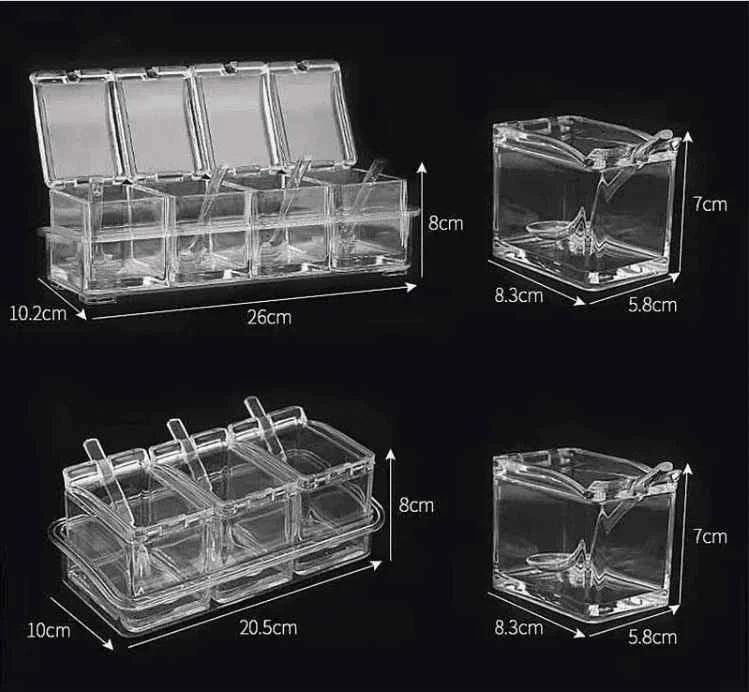 Crystal Seasoning Box - Premium Acrylic Spice Organizer for Kitchen Storage