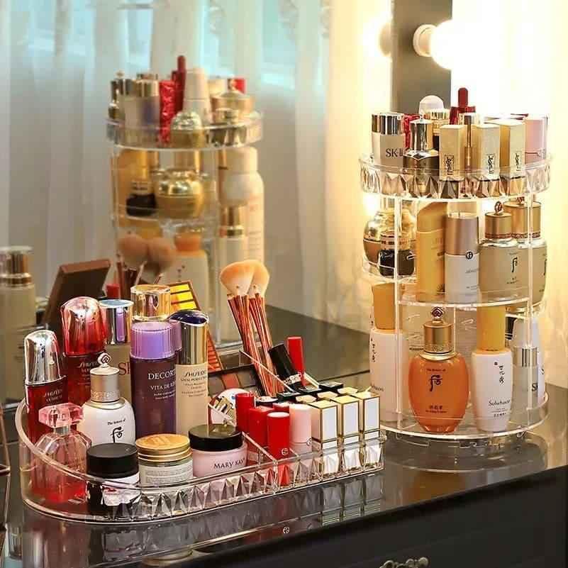 All In One Makeup Organizer 360 Degree Rotation for Ultimate Convenience