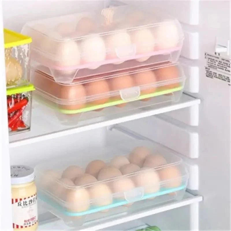 Transparent 15 Grid Egg Storage Box for Fridge Organization and Freshness Preservation