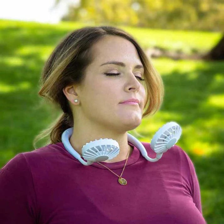 Rechargeable Neck Fan - Portable Dual Head Hands-Free Cooling Fan