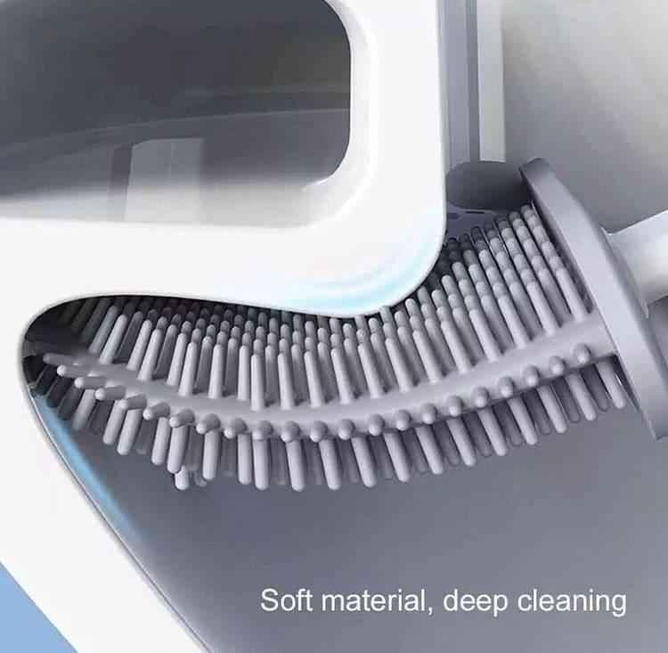 Silicone Toilet Brush Set with Holder for Effective Bathroom Cleaning