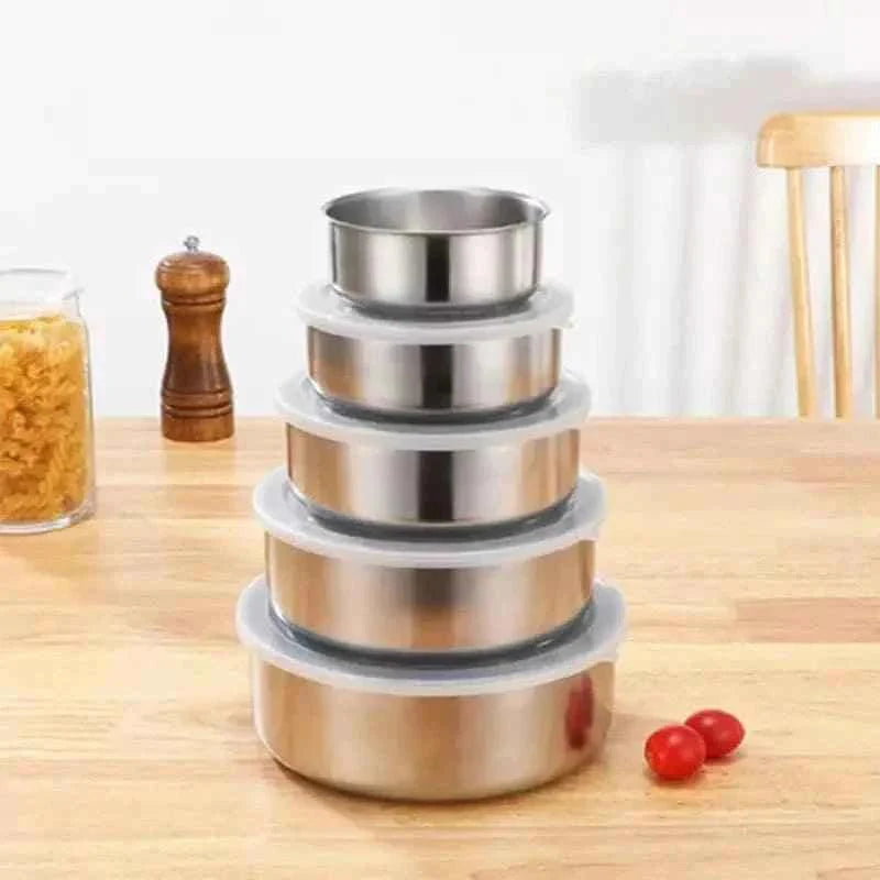 Stainless Steel Mixing Bowls Set - 5 Bowls with Lids