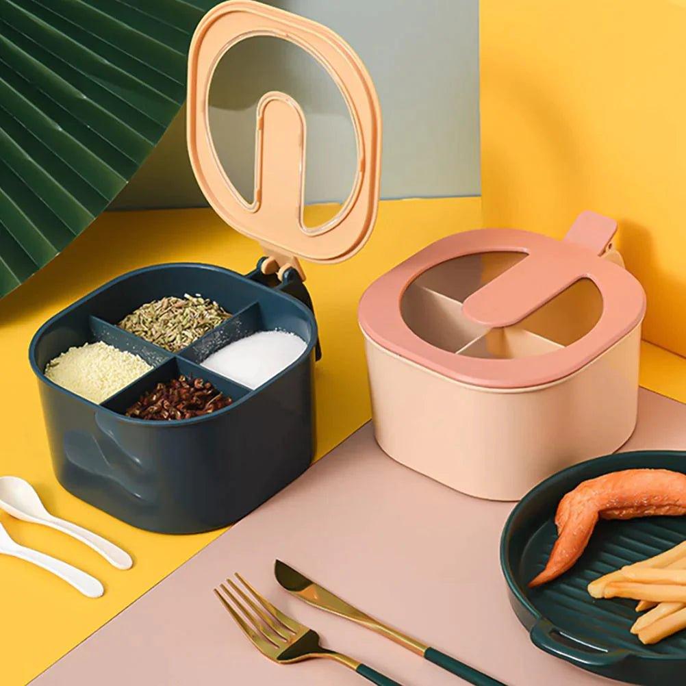 4 Grids Spice Container - Stackable Storage for Herbs and Spices