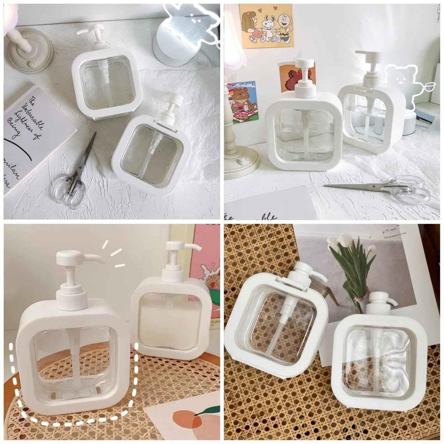 Square Soap Dispenser - Transparent Refillable Liquid Bottle with Pump for Home Use