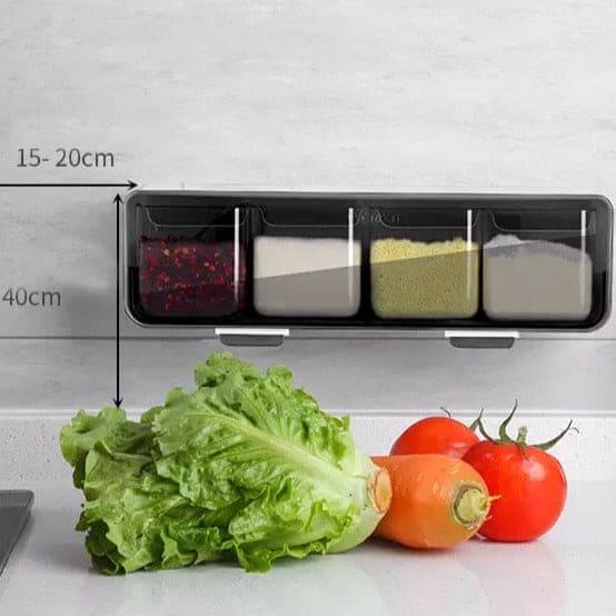 Wall Mounted Spice Rack - 4 Grid Kitchen Organizer for Easy Access and Storage