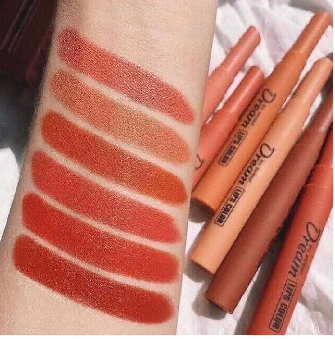 6pcs Long-Lasting Waterproof Matte Velvet Lipstick Set - Moisturizing Non-Stick Formula