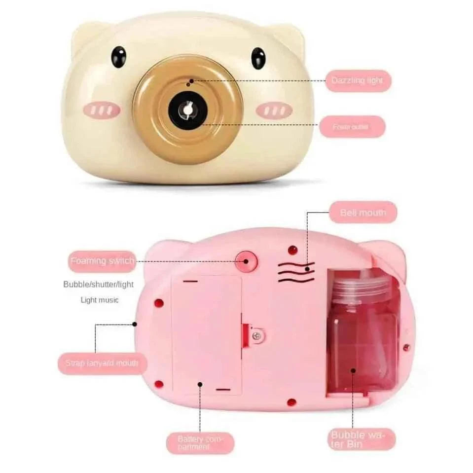 Durable Children Bubble Machine Pig Camera Shape Automatic Soap Bubble Maker Toy