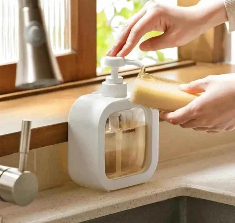 Square Soap Dispenser - Transparent Refillable Liquid Bottle with Pump for Home Use