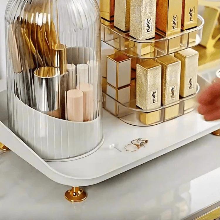 360° Rotating Makeup Brush Organizer and Lipstick Storage Box for Efficient Makeup Storage