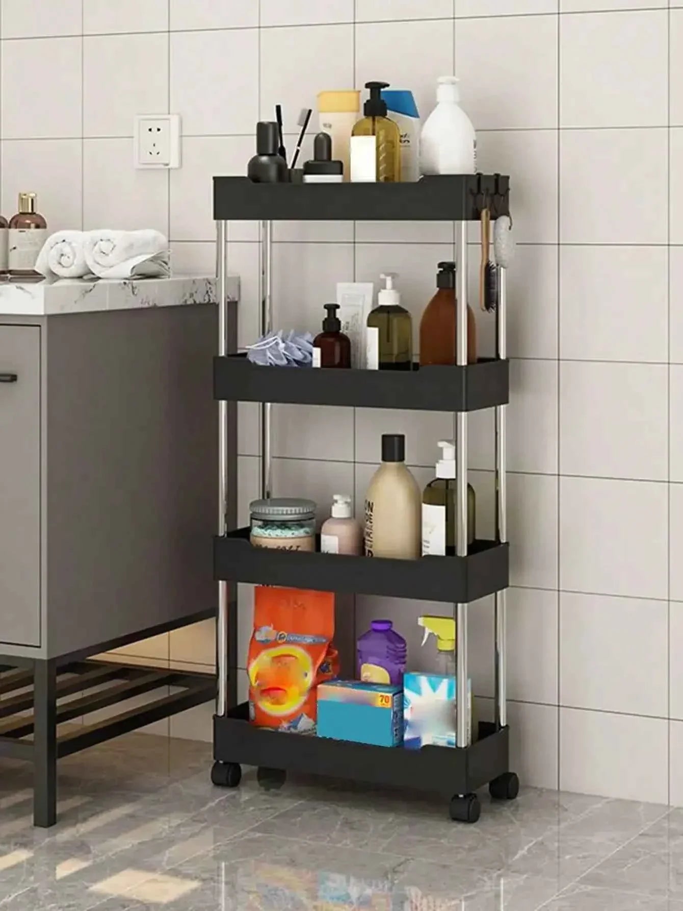 4 Tier Slide Organizer Shelf for Kitchen Storage