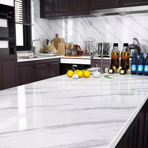 Self-Adhesive Marble-Style Wallpaper Stickers for Kitchen Cabinets and Furniture Decor