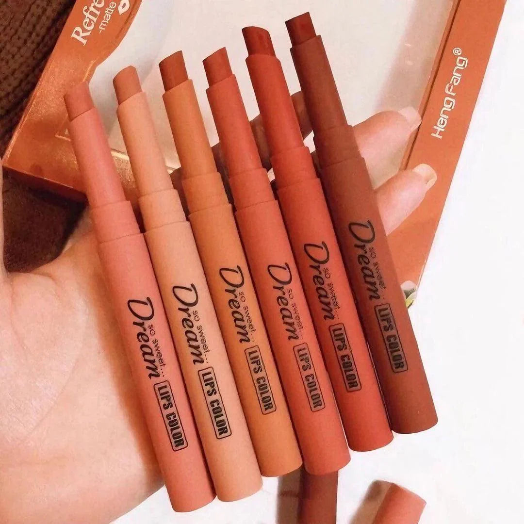 6pcs Long-Lasting Waterproof Matte Velvet Lipstick Set - Moisturizing Non-Stick Formula