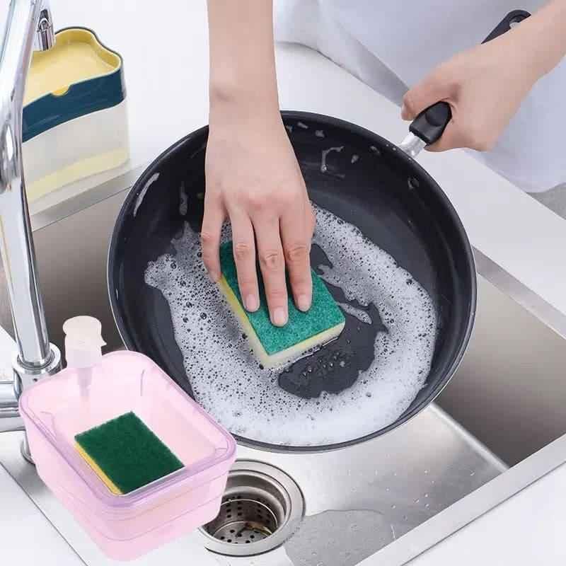 Round Transparent Kitchen Dispenser with Sponge for Easy Liquid Pouring