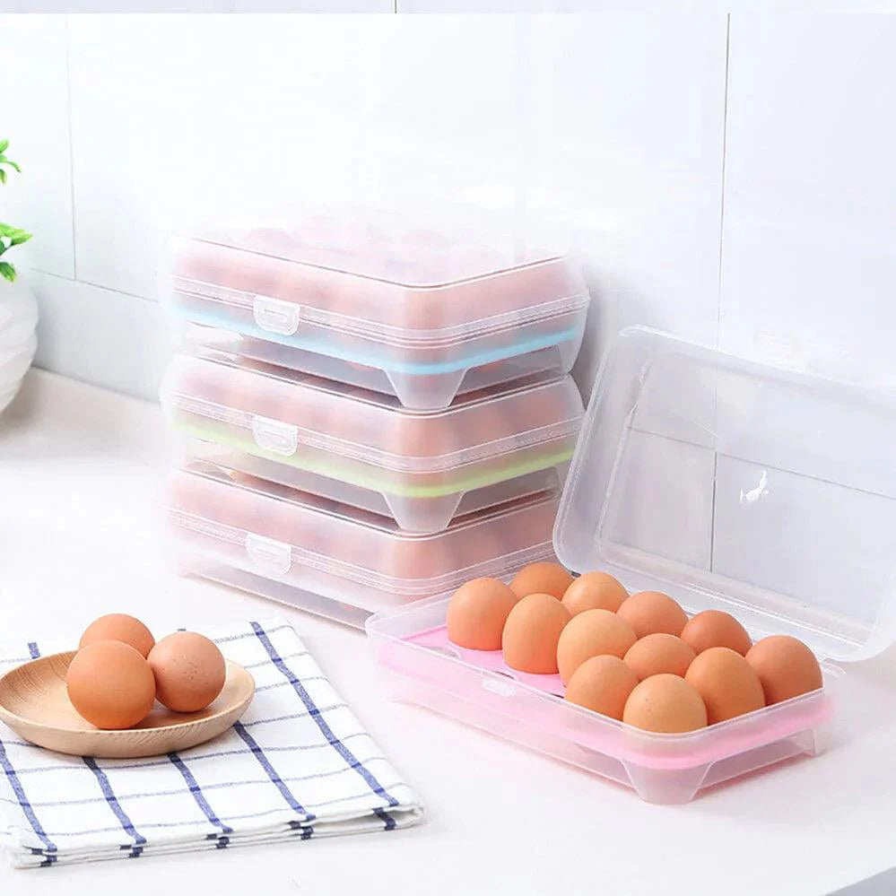 Transparent 15 Grid Egg Storage Box for Fridge Organization and Freshness Preservation