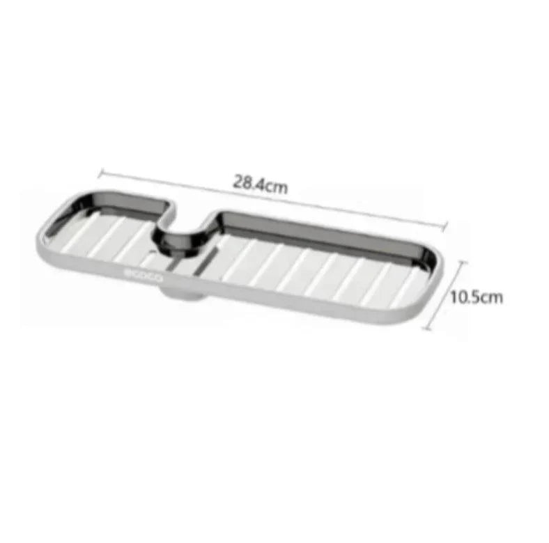 Stainless Steel Kitchen Rack - Faucet and Sponge Storage Shelf for Dish Cloths.
