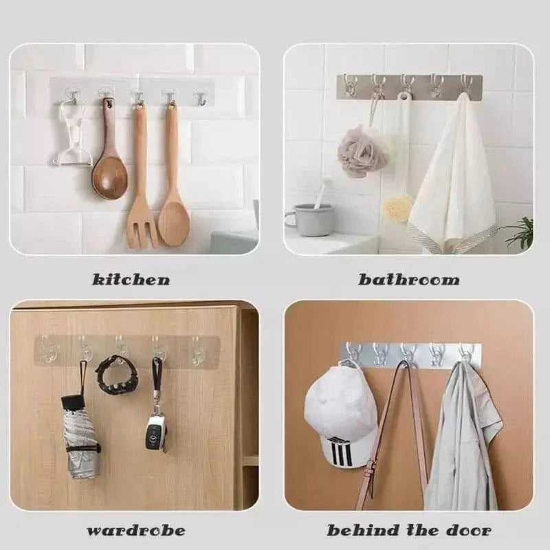 6 Transparent Wall Hooks for Kitchen and Bathroom Organization