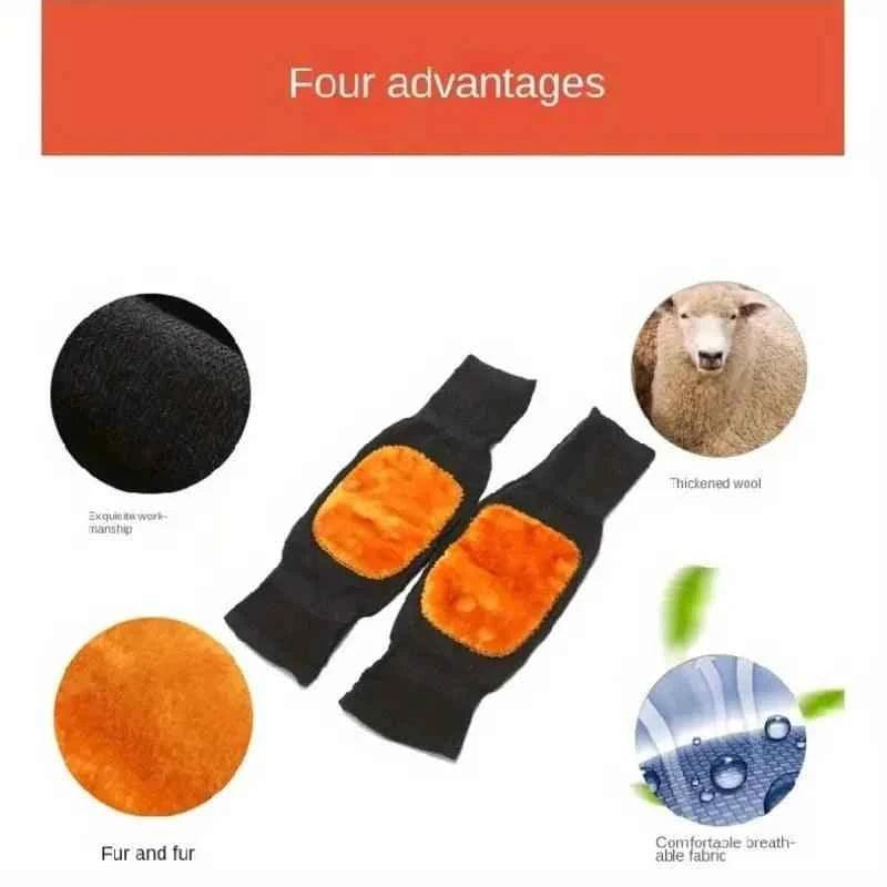 Soft Warm Wool Knee Pads - Cashmere Wool Knee Brace Support Sleeves without Belt