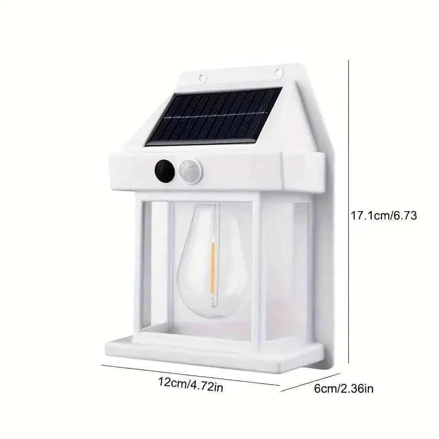Solar Outdoor Motion Sensor Light - Waterproof Wireless Dusk-to-Dawn Lantern with Tungsten Filament for Gardens and Villas, Sun-Powered Induction