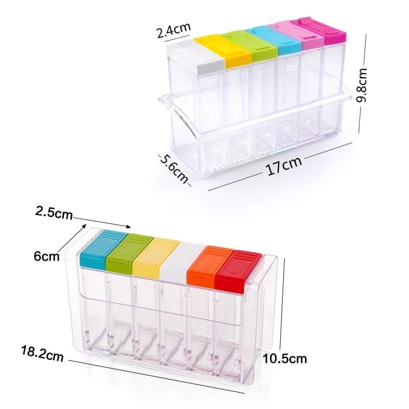Set of 6 Spice Box Set - Premium Spice Organizer for Kitchen Storage