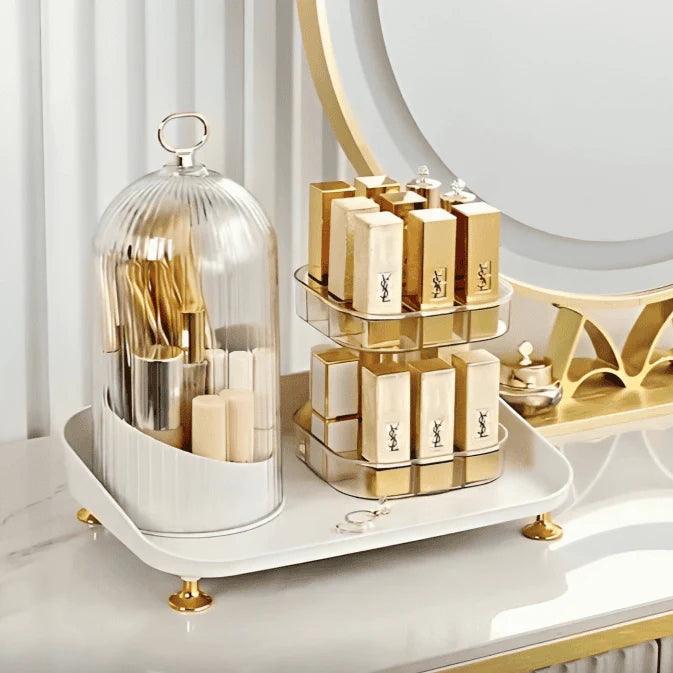360° Rotating Makeup Brush Organizer and Lipstick Storage Box for Efficient Makeup Storage