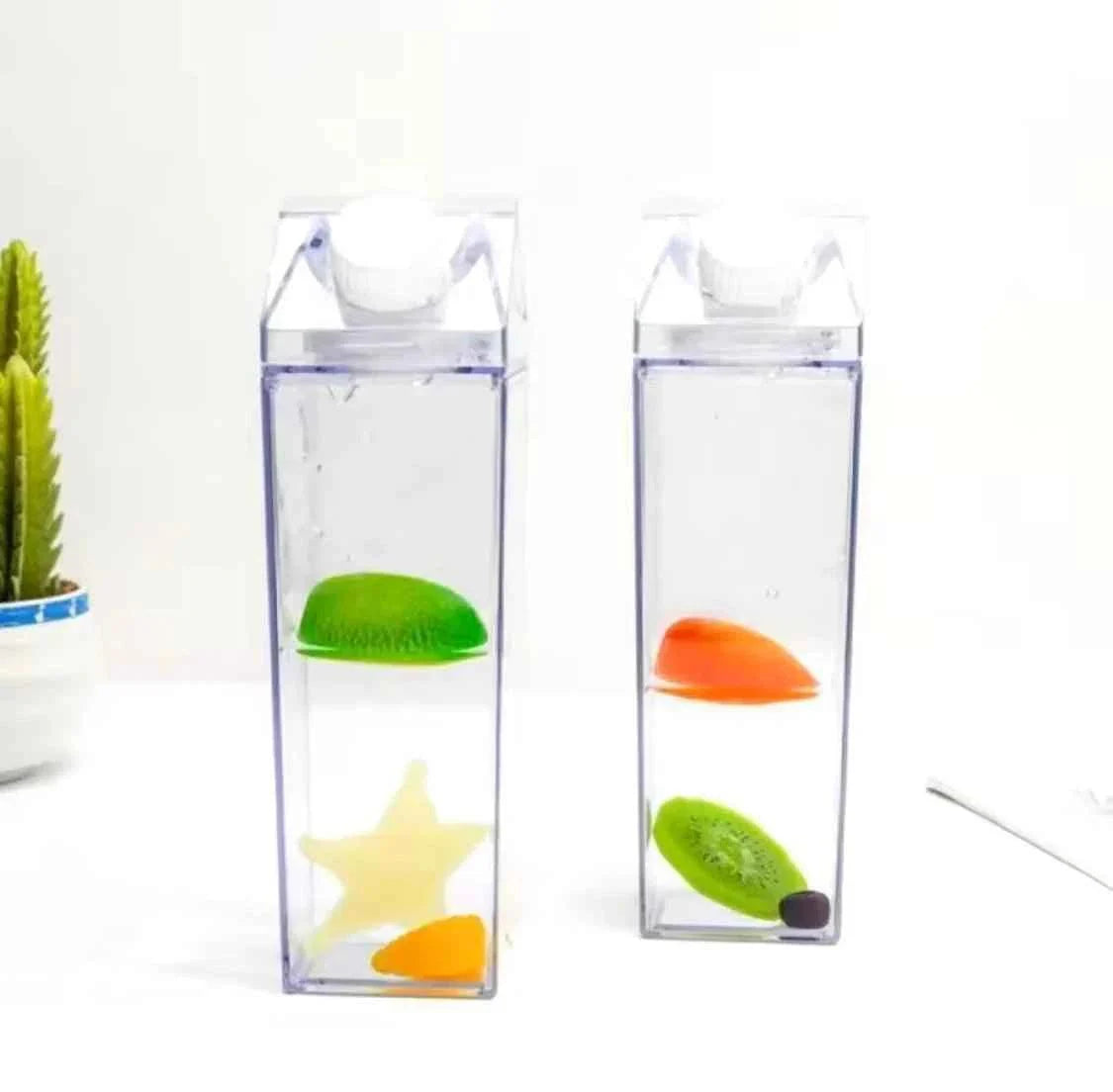 Transparent Milk Bottle - Portable Acrylic Juice and Detox Water Bottle