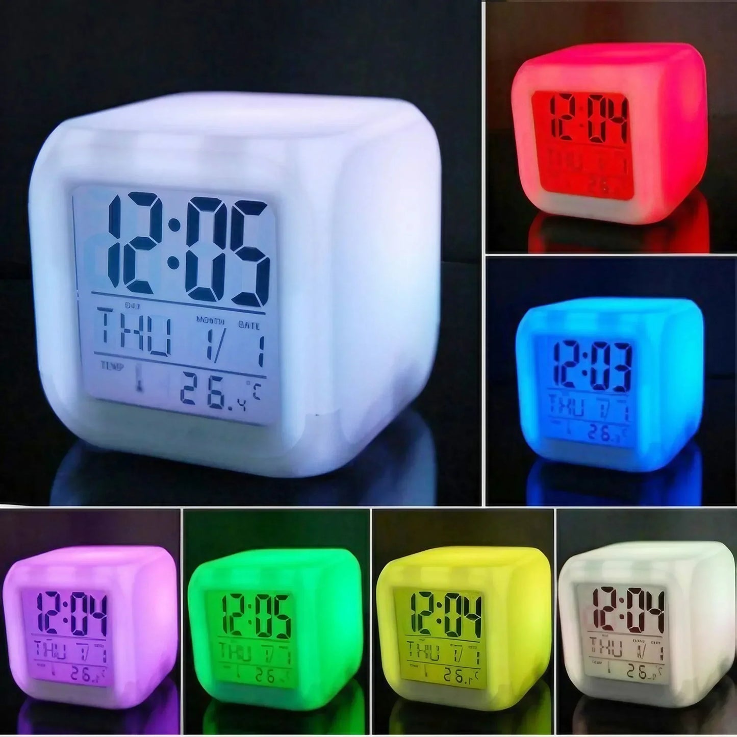 7 Color LED Alarm Clock with Snooze Feature