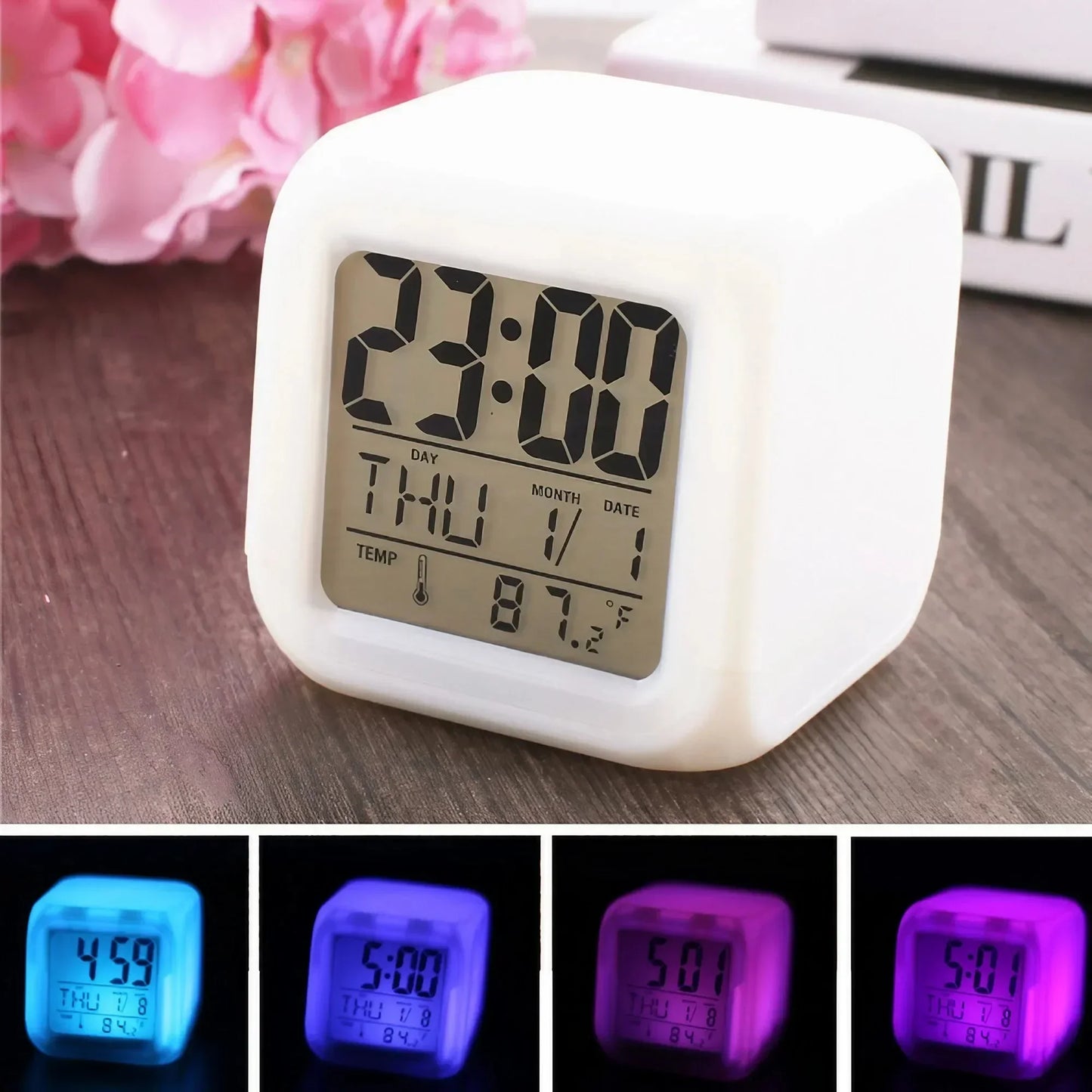 7 Color LED Alarm Clock with Snooze Feature