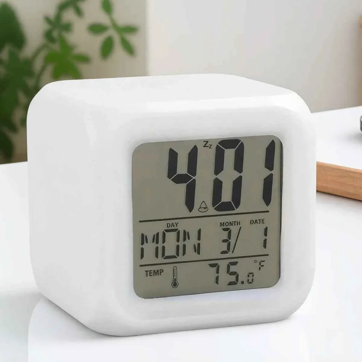 7 Color LED Alarm Clock with Snooze Feature