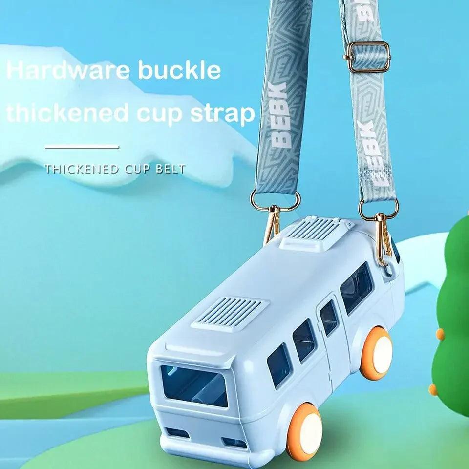 500ML Bus Shaped Water Bottle with Straw for Kids and Adults