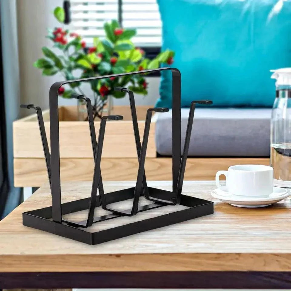 6 Hooks Iron Glass Stand Holder for Home Organizer and Decor
