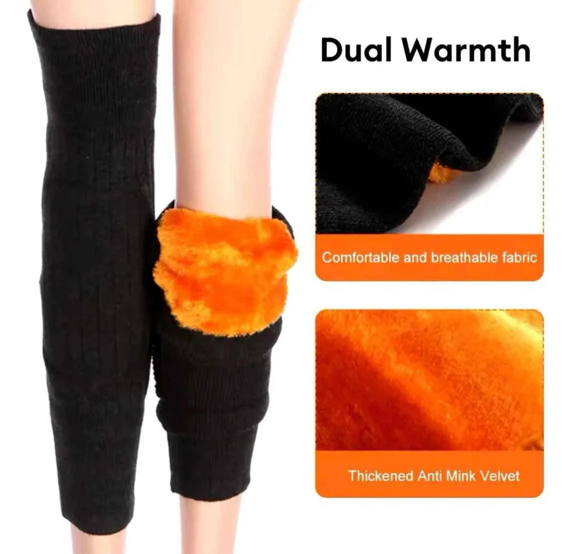 Soft Warm Wool Knee Pads - Cashmere Wool Knee Brace Support Sleeves without Belt