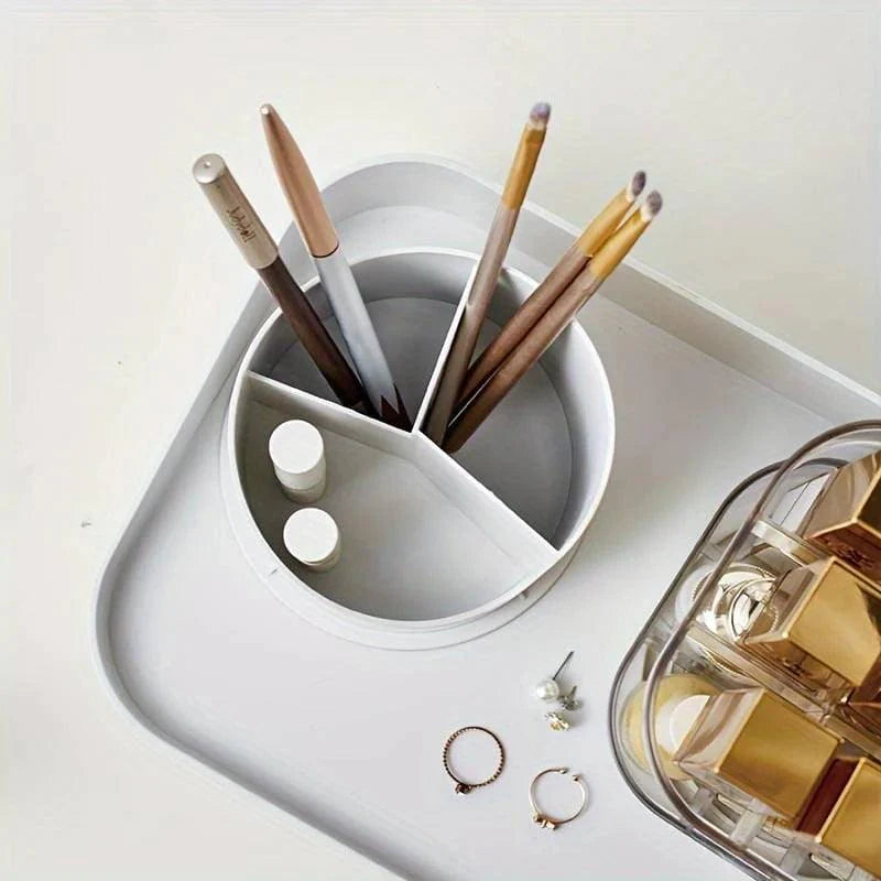 360° Rotating Makeup Brush Organizer and Lipstick Storage Box for Efficient Makeup Storage