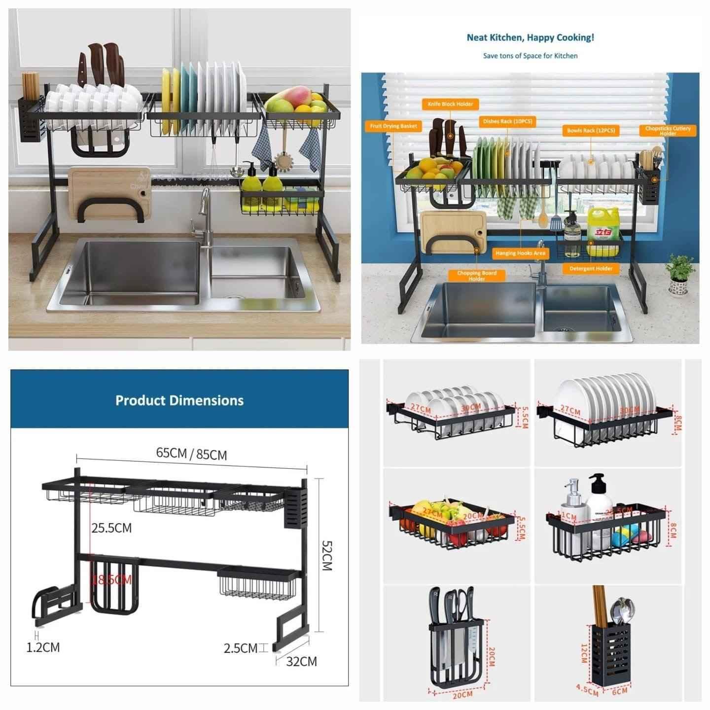 Stainless Steel Kitchen Rack - 85cm Multi-Function Durable Storage Solution