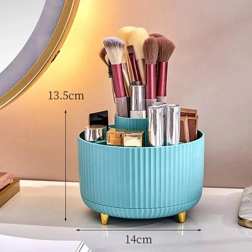 360° Rotating Makeup Brush Organizer - Stylish Desktop Storage Solution