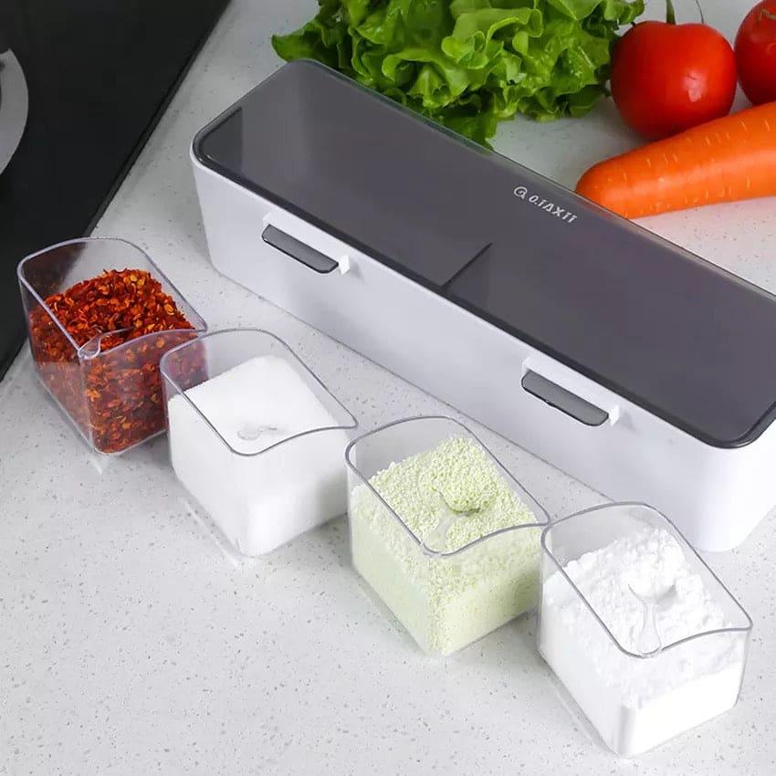 Wall Mounted Spice Rack - 4 Grid Kitchen Organizer for Easy Access and Storage