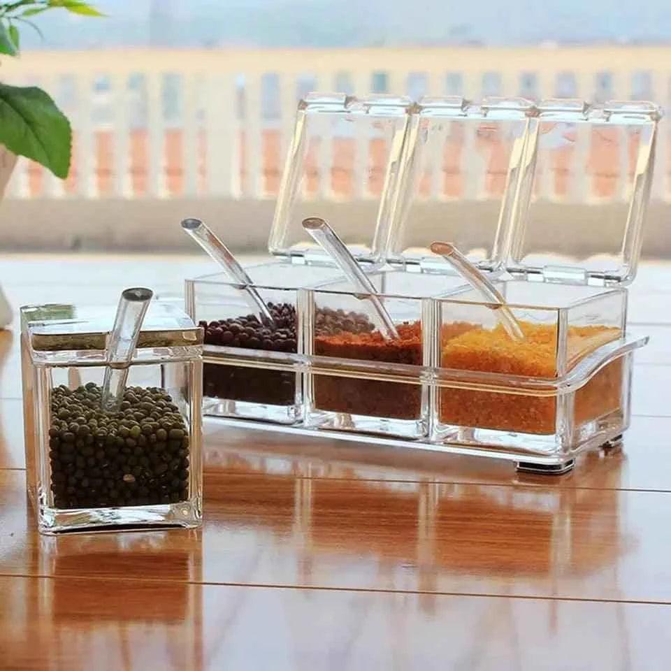 Crystal Seasoning Box - Premium Acrylic Spice Organizer for Kitchen Storage