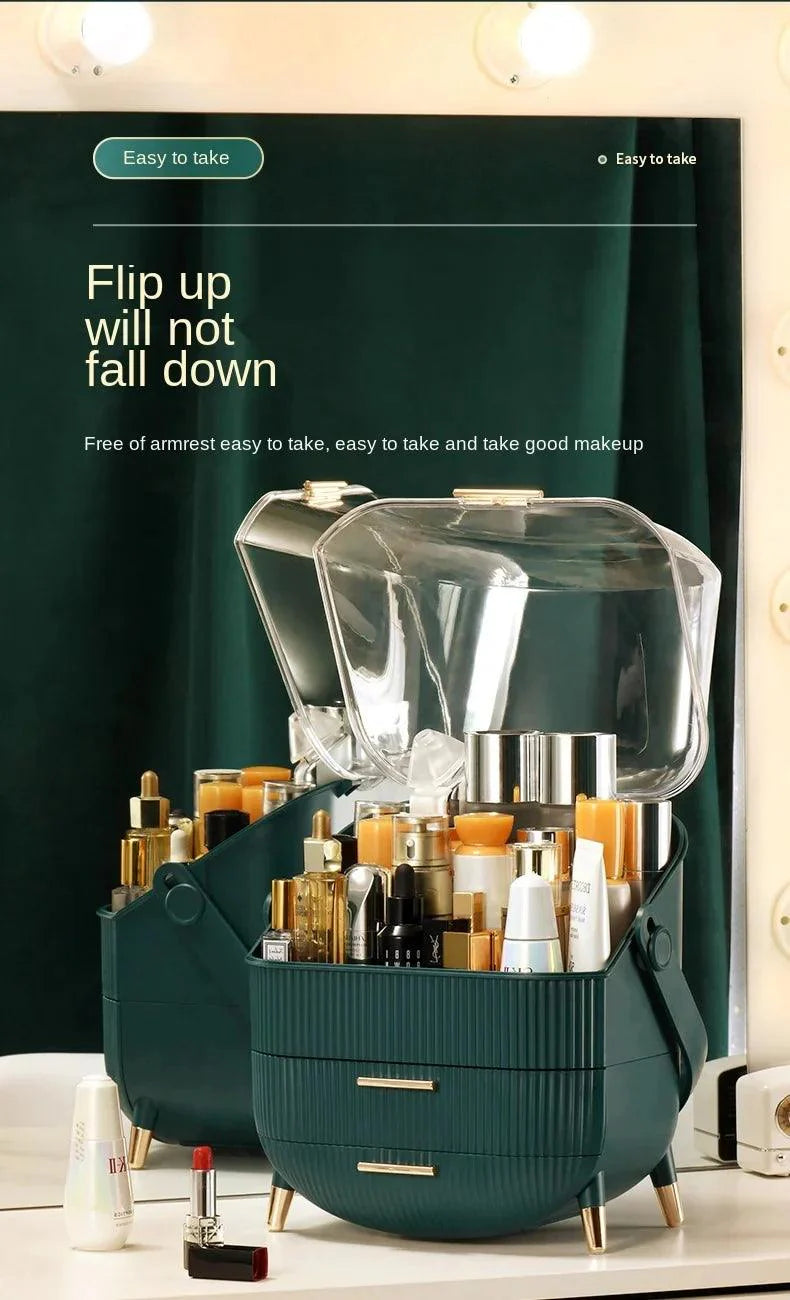3-Layer Makeup Organizer for Efficient Desktop Storage and Display