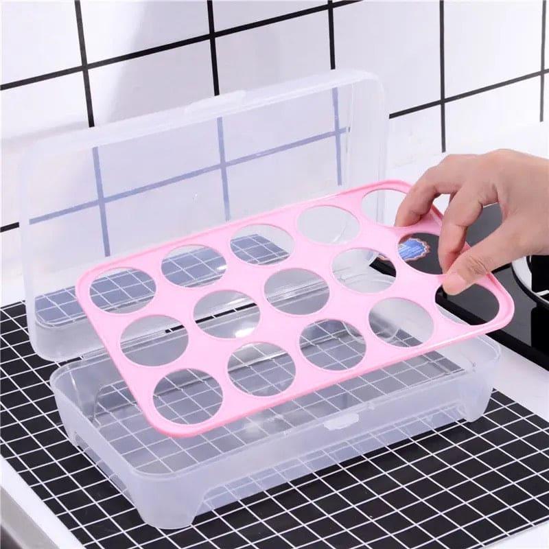 Transparent 15 Grid Egg Storage Box for Fridge Organization and Freshness Preservation