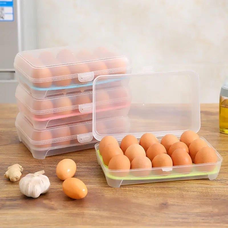 Transparent 15 Grid Egg Storage Box for Fridge Organization and Freshness Preservation