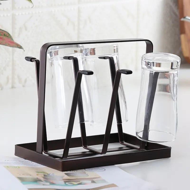 6 Hooks Iron Glass Stand Holder for Home Organizer and Decor