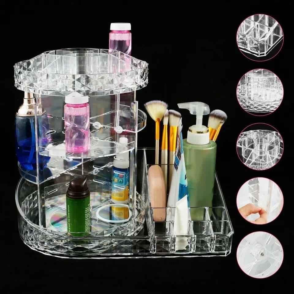 All In One Makeup Organizer 360 Degree Rotation for Ultimate Convenience