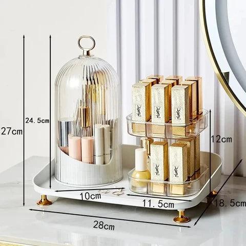 360° Rotating Makeup Brush Organizer and Lipstick Storage Box for Efficient Makeup Storage