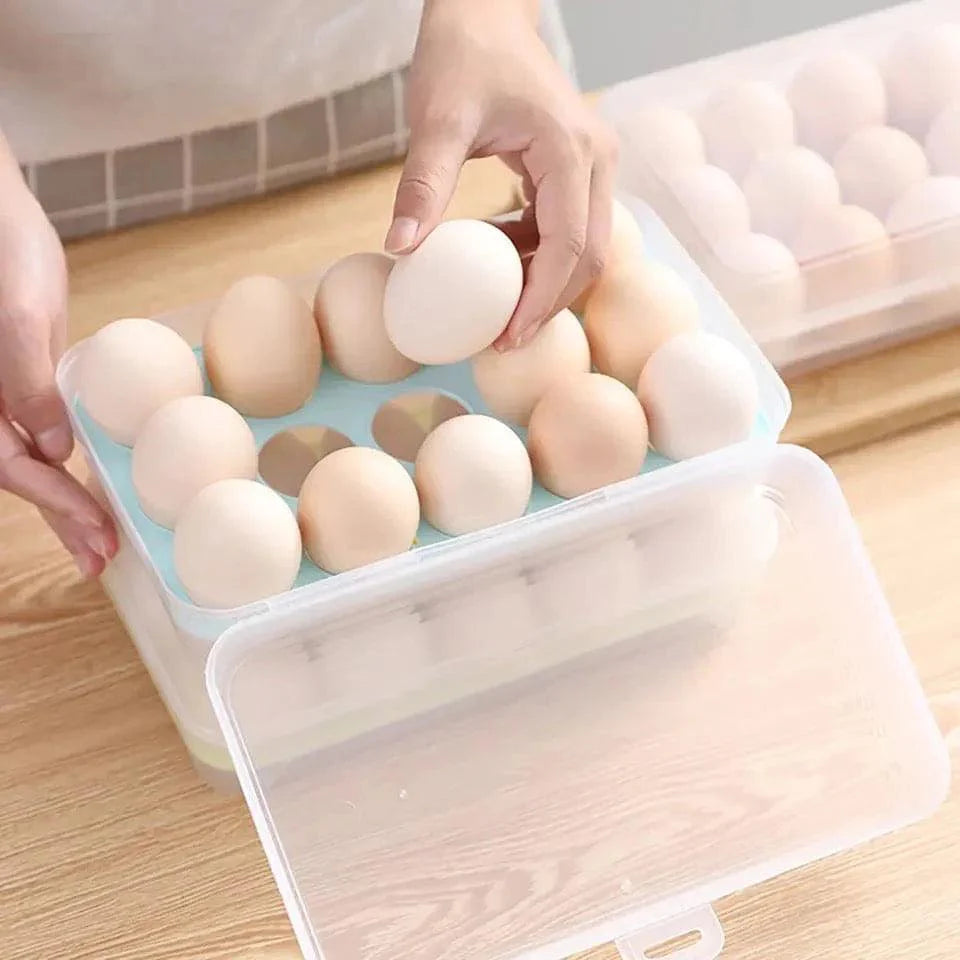 Transparent 15 Grid Egg Storage Box for Fridge Organization and Freshness Preservation