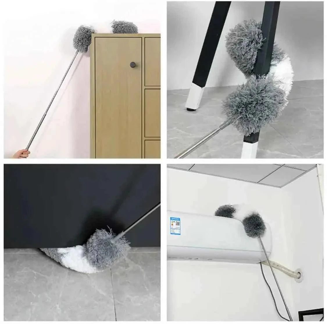 Extendable Feather Duster with Long Bendable Pole for High Ceiling and Ceiling Fan Cleaning