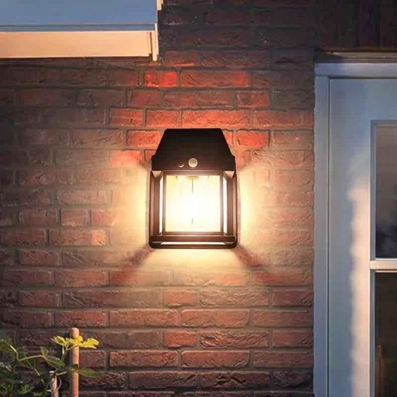 Solar Outdoor Motion Sensor Light - Waterproof Wireless Dusk-to-Dawn Lantern with Tungsten Filament for Gardens and Villas, Sun-Powered Induction