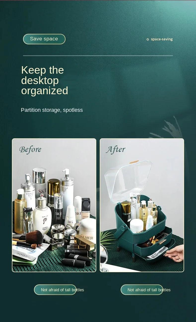 3-Layer Makeup Organizer for Efficient Desktop Storage and Display