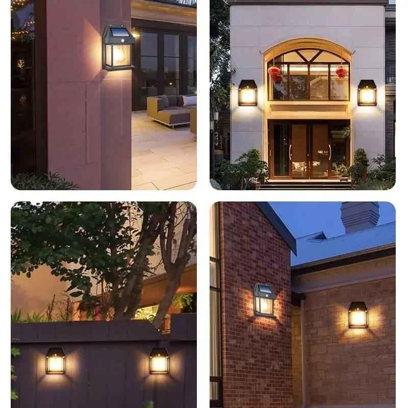 Solar Outdoor Motion Sensor Light - Waterproof Wireless Dusk-to-Dawn Lantern with Tungsten Filament for Gardens and Villas, Sun-Powered Induction