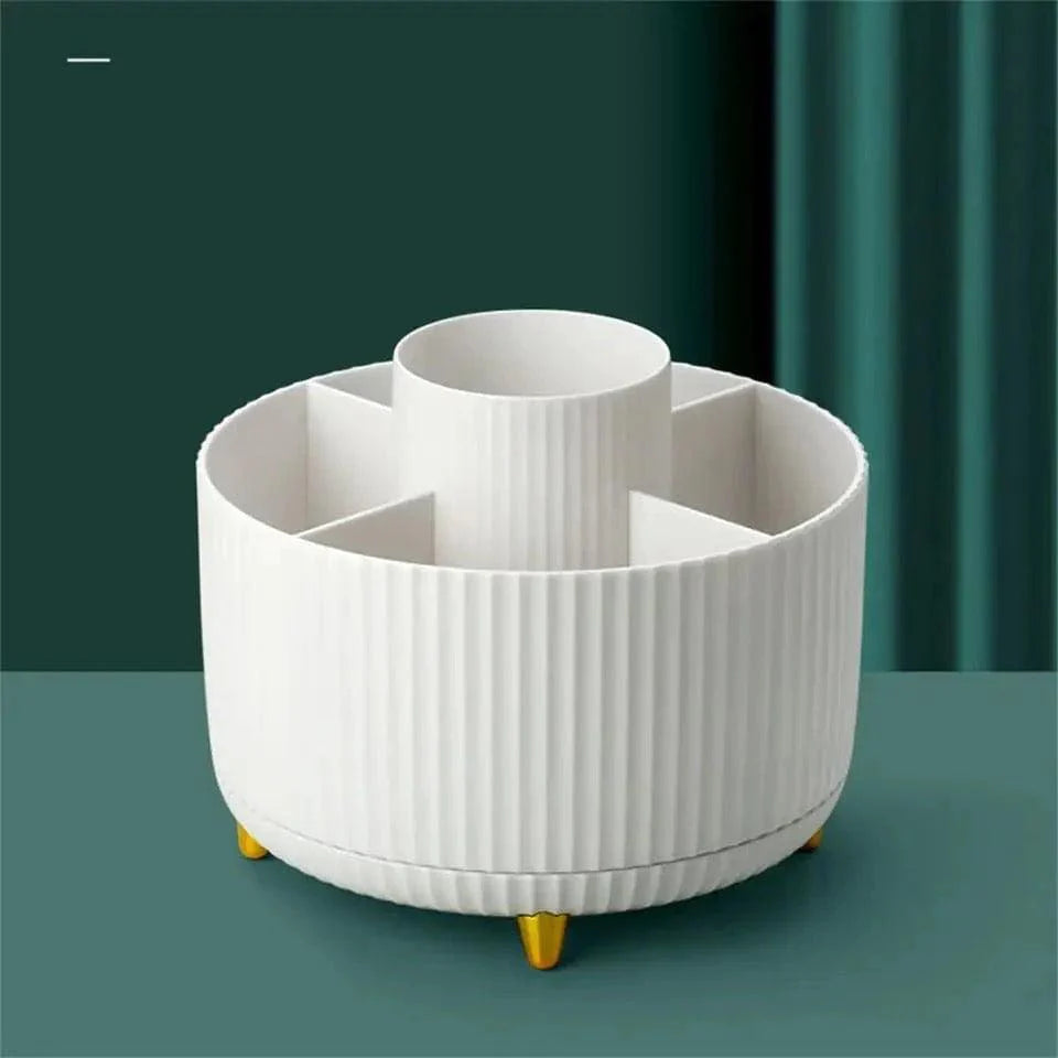 360° Rotating Makeup Brush Organizer - Stylish Desktop Storage Solution